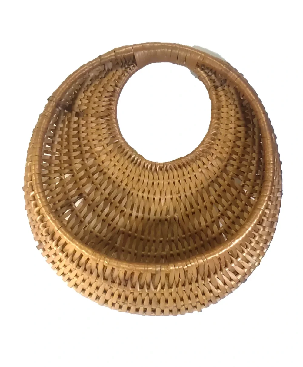 Rattan Wicker Half Moon Basket Hanging Plant Storage Light Tan